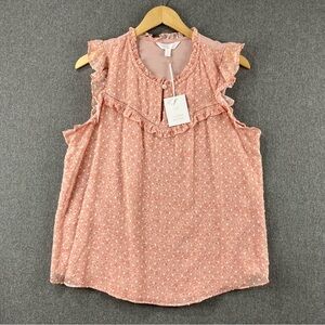 LC Lauren Conrad Blouse NWT Romantic Cottagecore Ruffle Lace Detail Size L